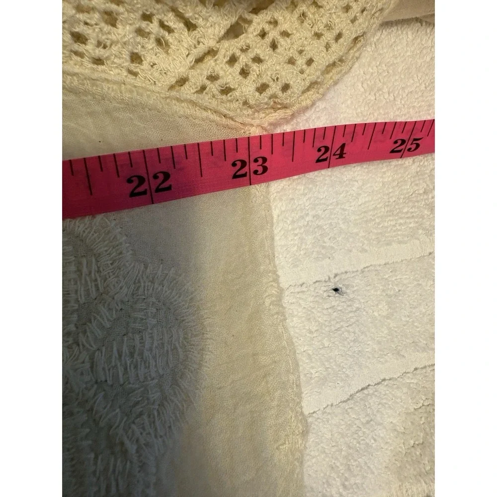 Democracy Cream 3/4 Sleeve Crochet And Lace Top, Size Medium, Boho
